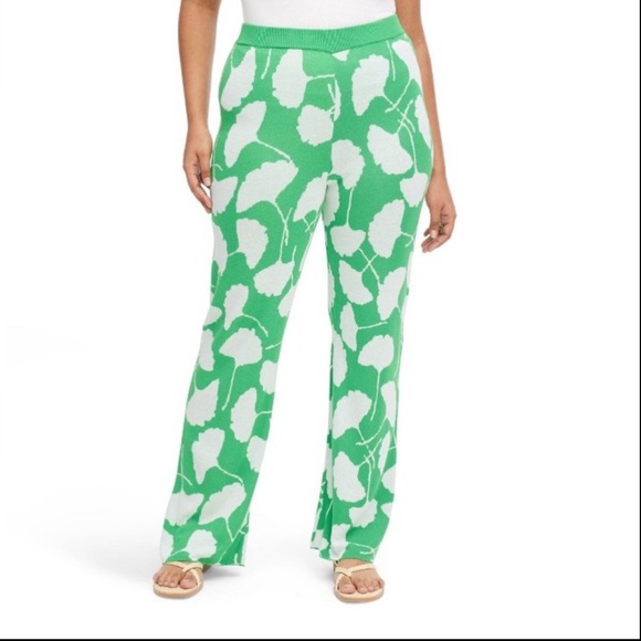 DVF x Target Green Ginko Print Jacquard Pants NWT - Picture 2 of 7